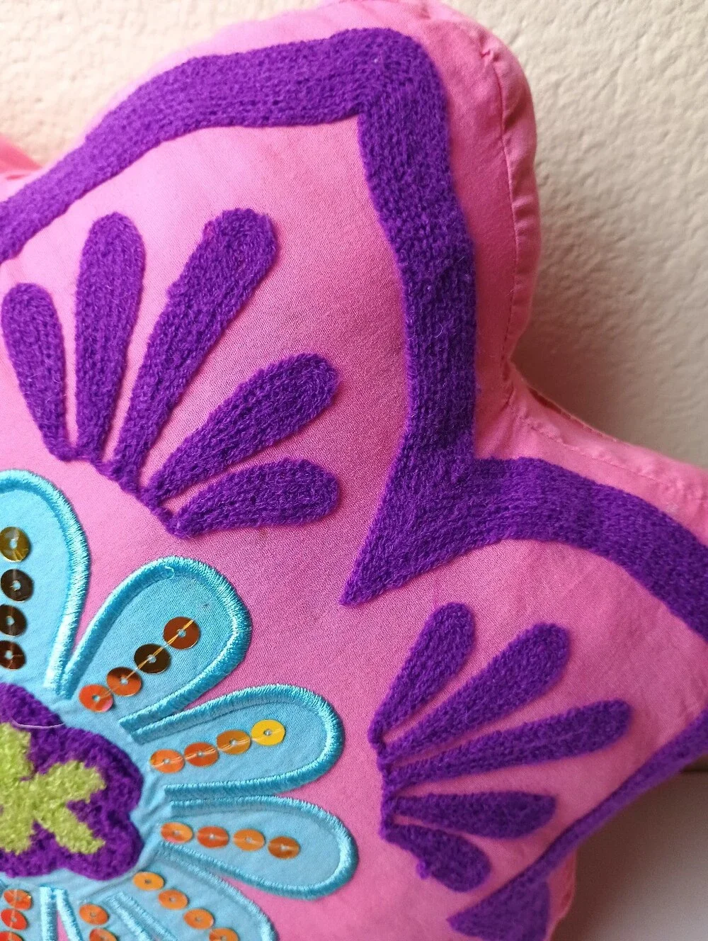 Barnes & Noble Pink and Purple Floral Star Accent Pillow